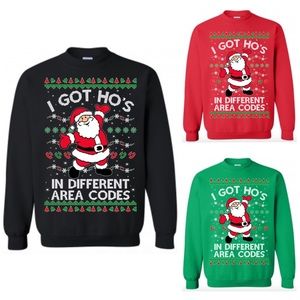 I Got Ho’s In Different Area Codes Funny Santa Ugly Christmas Sweatshirt Sweater